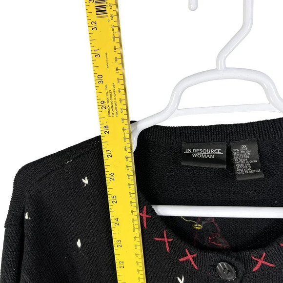 VTG In Resource Woman 2XL Black Cardinal Pinecone Embroidered Cardigan Sweater - Picture 11 of 16